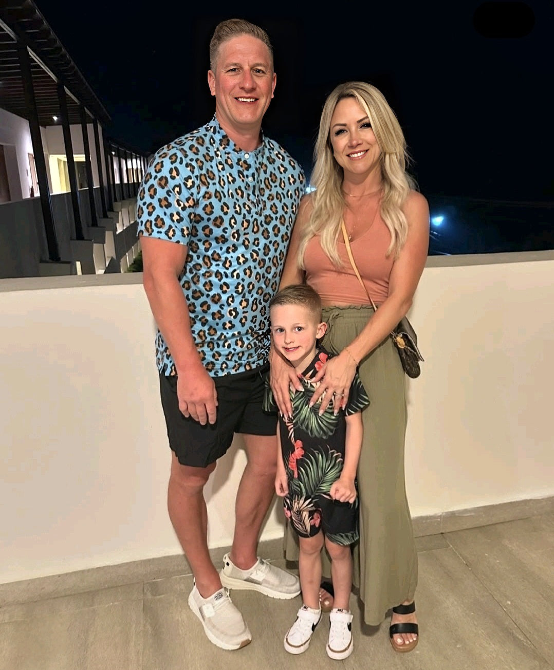 Golden Spots Leopard Collarless Golf Polo Shirt