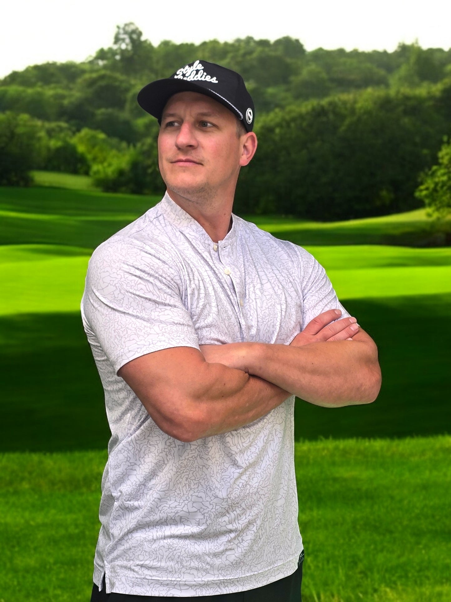 Light Cement Collarless Golf Polo Shirt