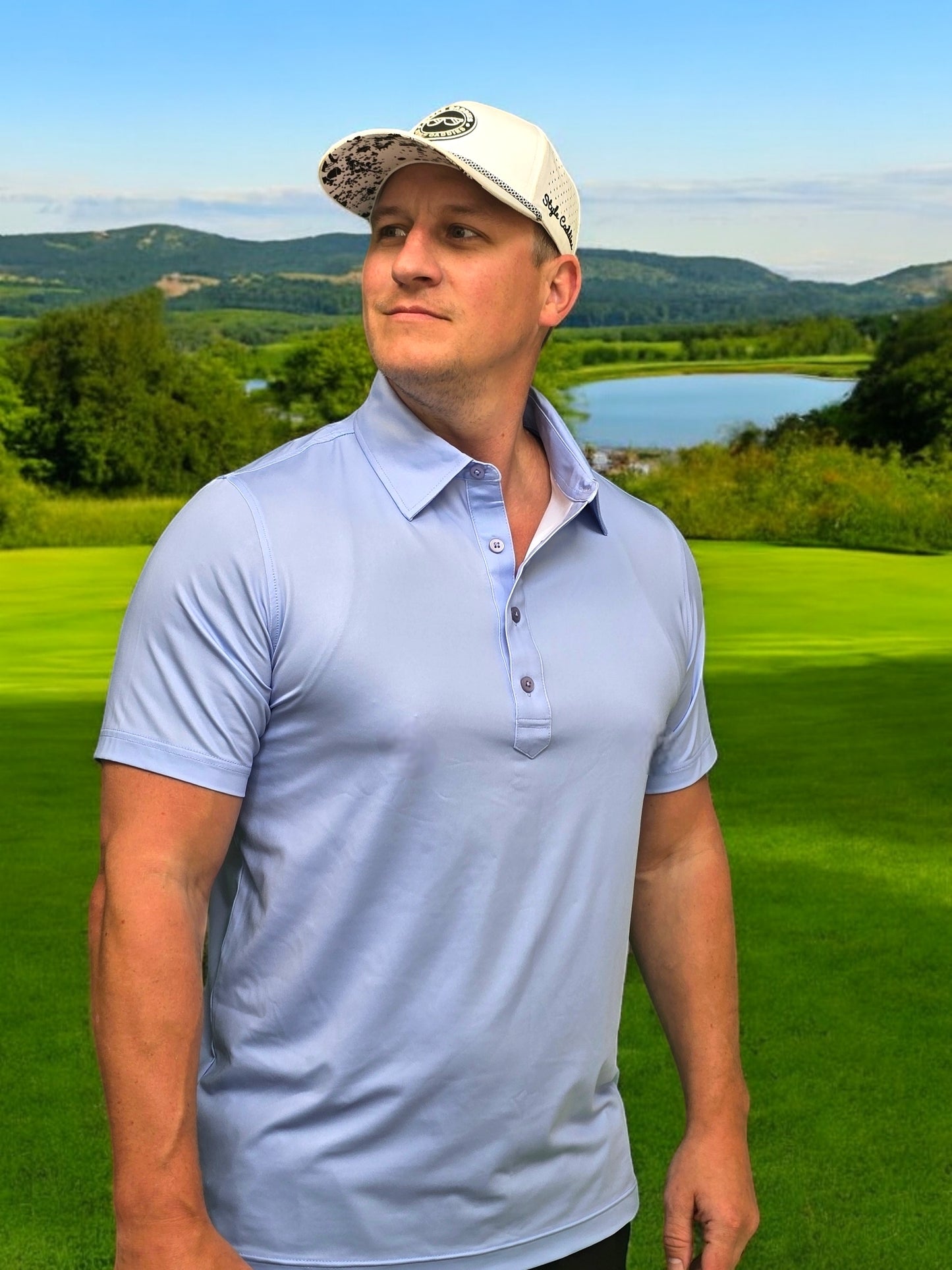 Baby Blue Dress Collar Polo