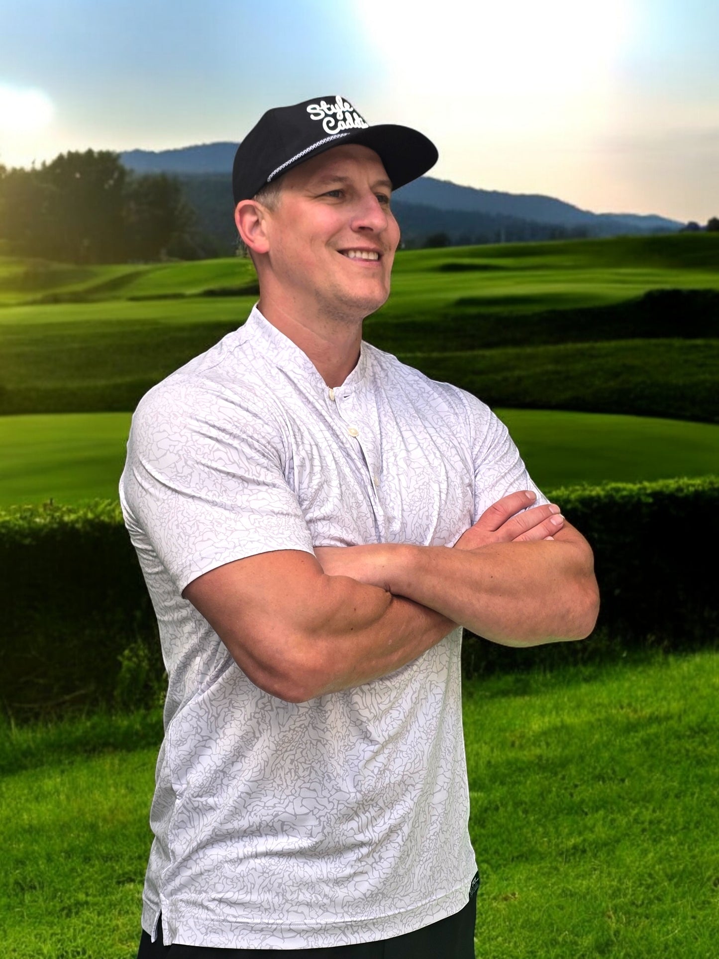 Light Cement Collarless Golf Polo Shirt