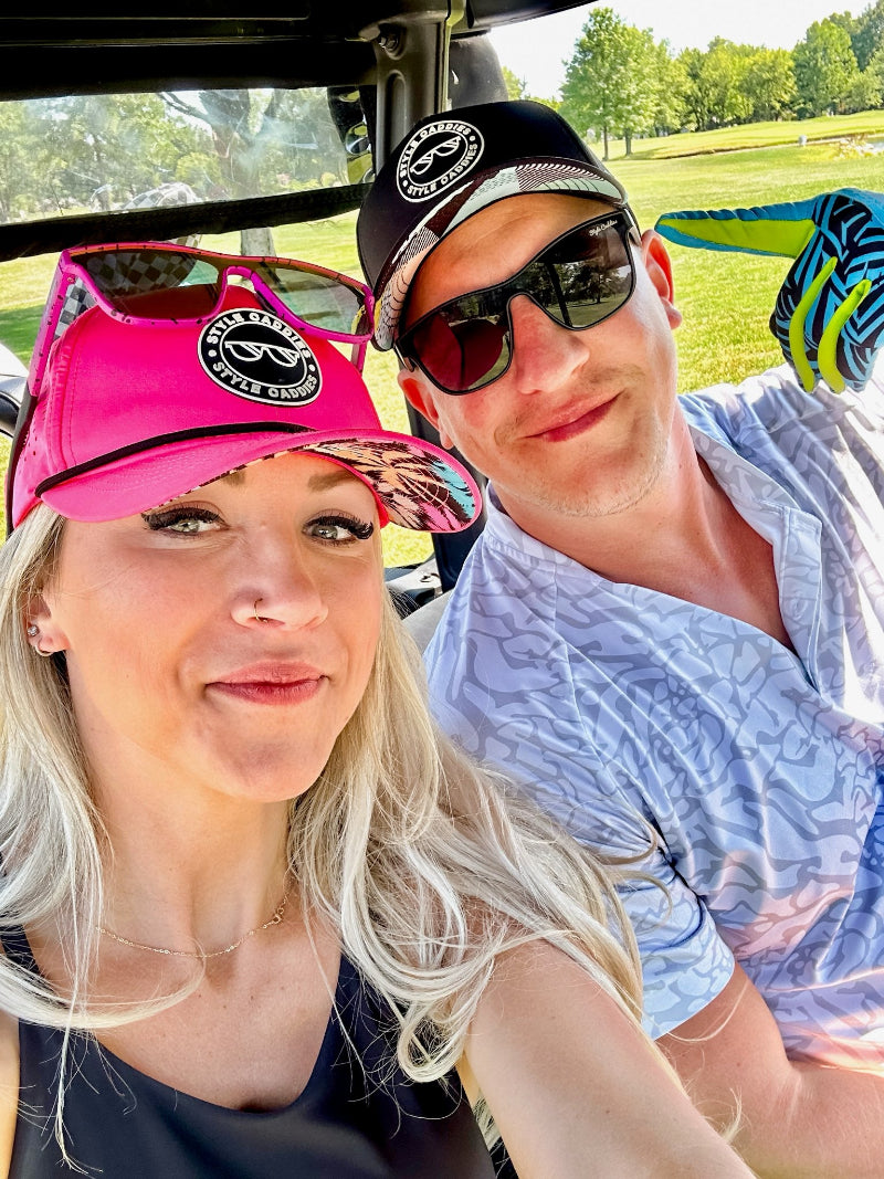 curved golf hat with logo and rope