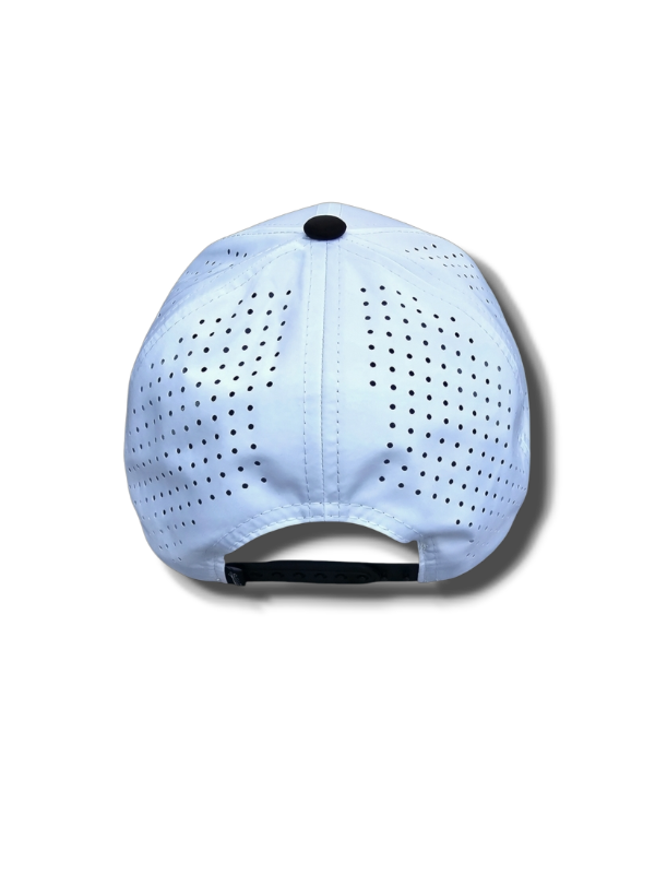 golf hat white with rope and logo with splatter under