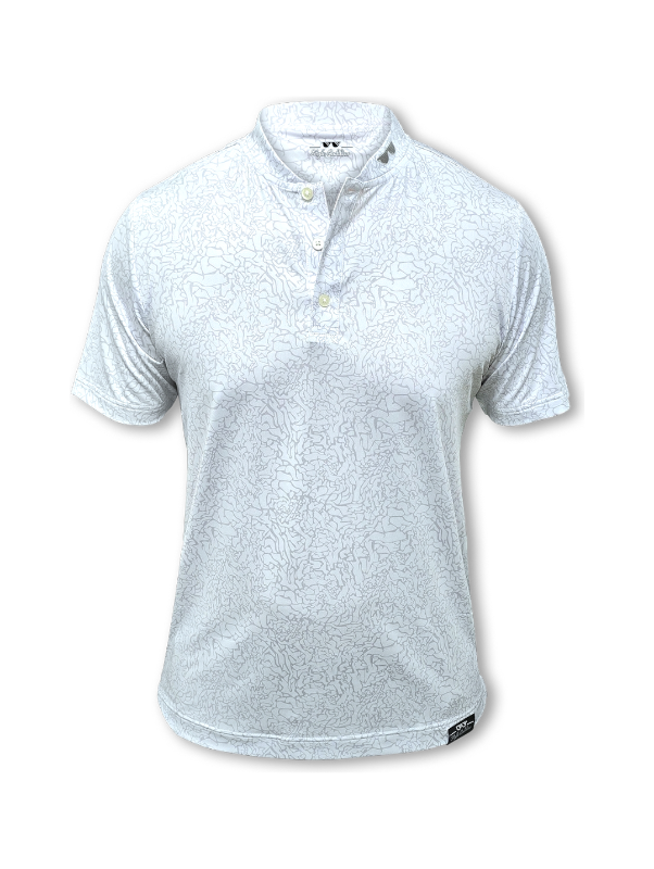white polo no collar cement shirt