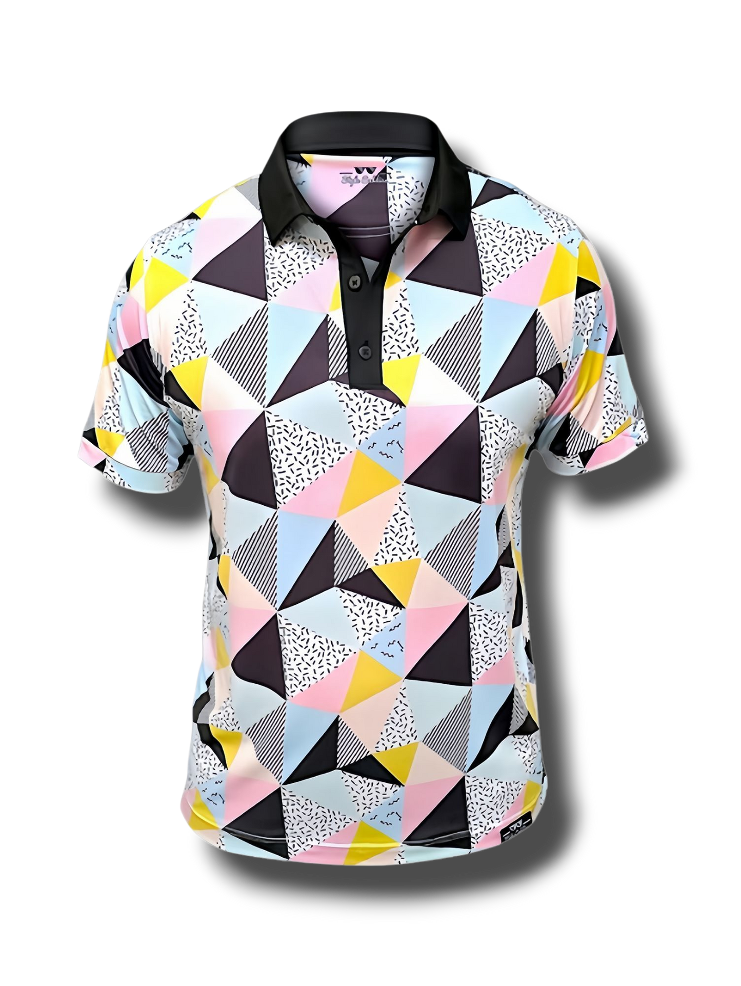 golf polo shirt with shapes and light colors and collat