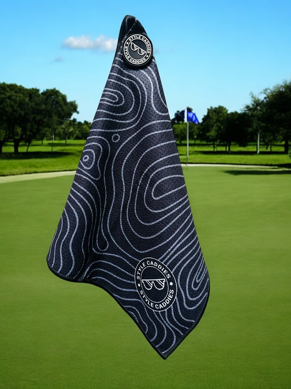 Ops magnetic golf towel detail shot