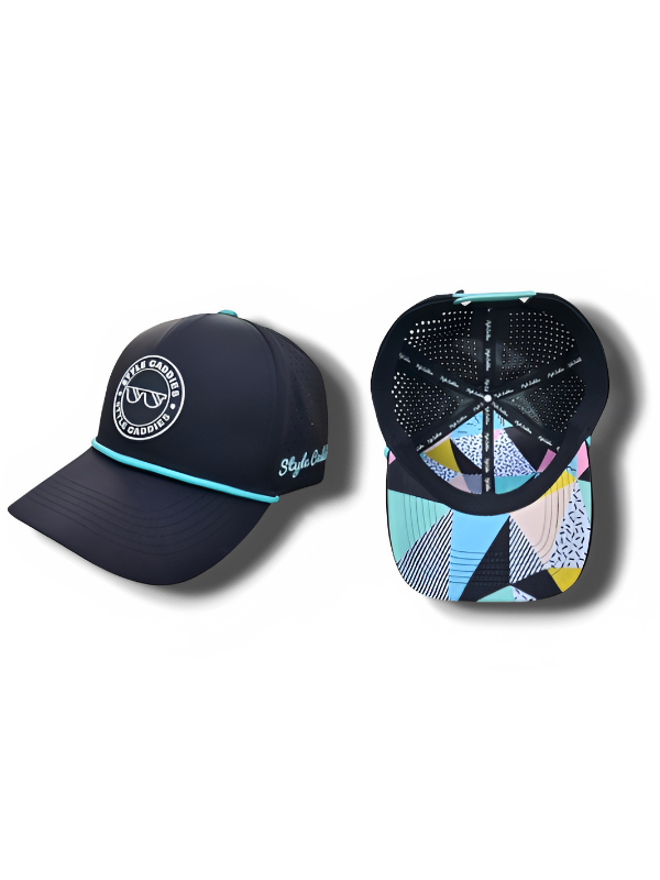 black hat with colors underneath snapback