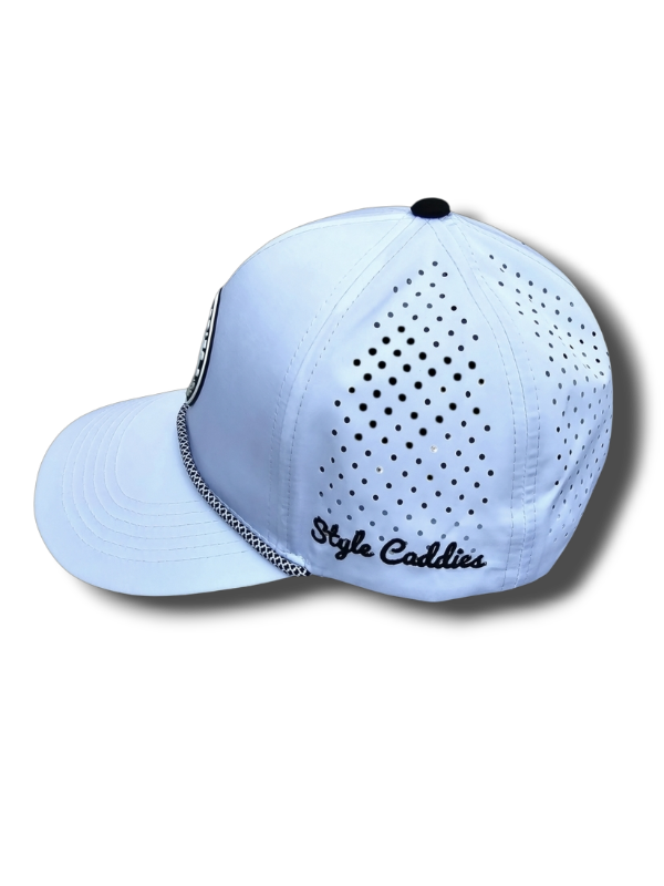 white hat with rope and splatter underneath
