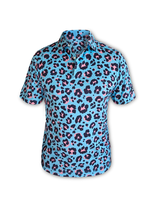 Teal Leopard Polo