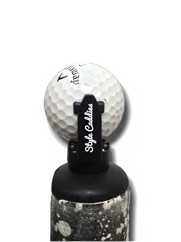 Small golf ball grabber for bottom of putter with style caddies signature
