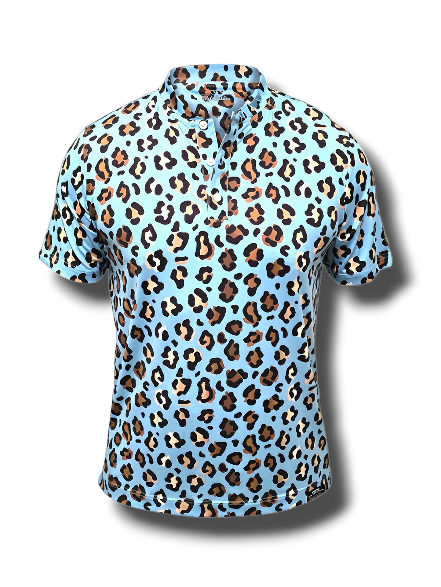 Leopard Collarless Golf Polo Shirt