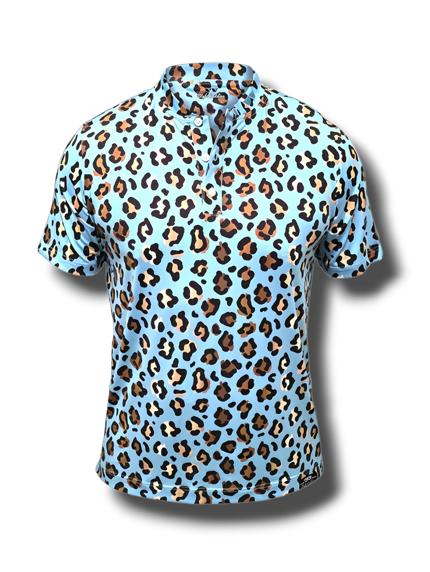 Leopard Collarless Golf Polo Shirt