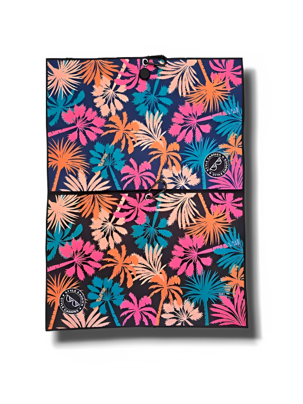 Tropical colors golf towel reversible magnetic