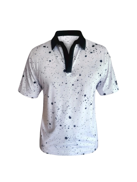 White Paint Splatter Polo