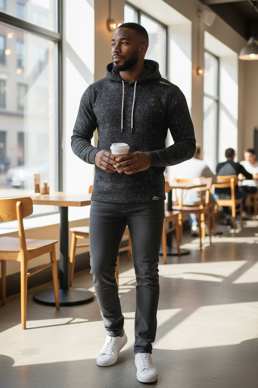 Rock performance golf hoodie side view