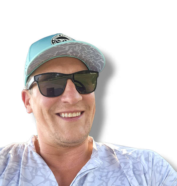 cement hat under with blue top and rope with logo