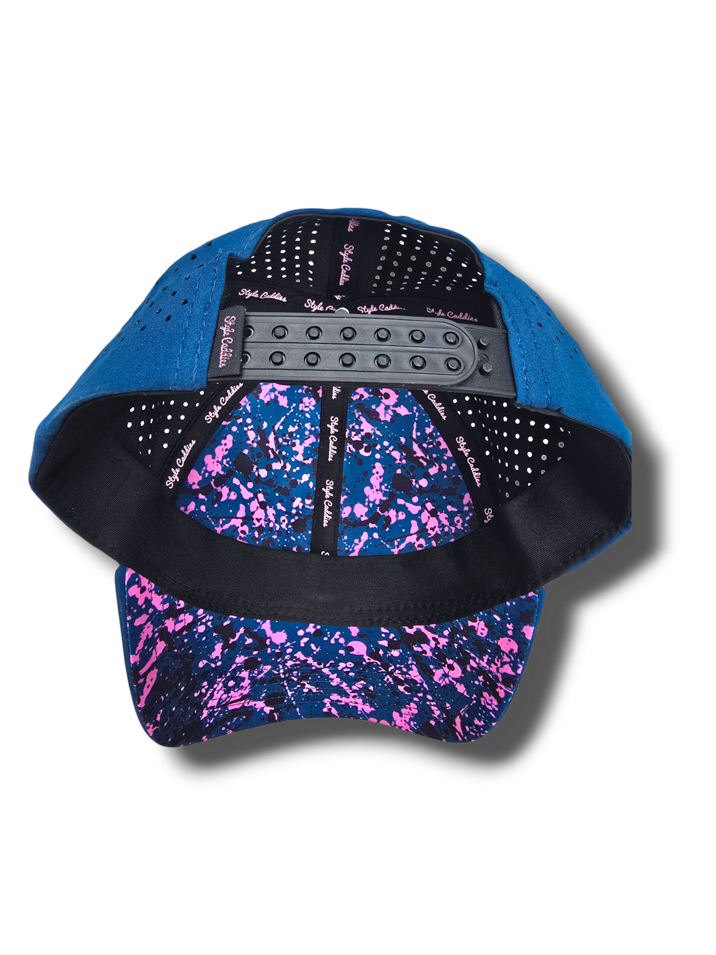 Navy Style Caddies hat side profile shown alongside its interior lining