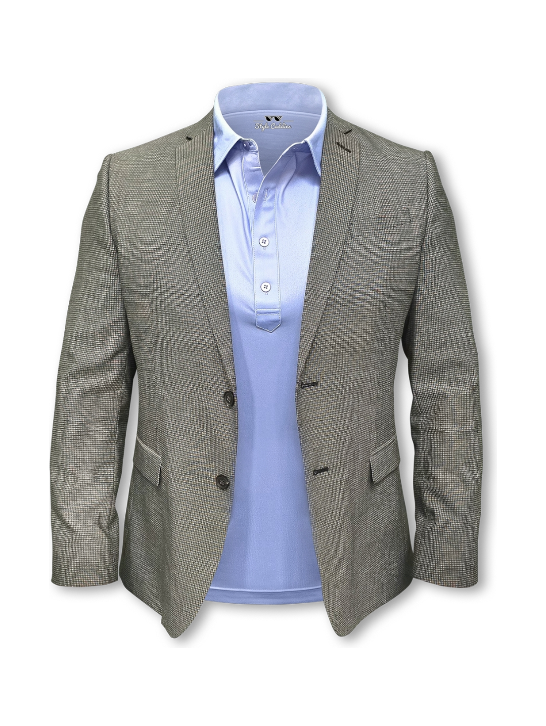Baby blue dress collar golf polo side view