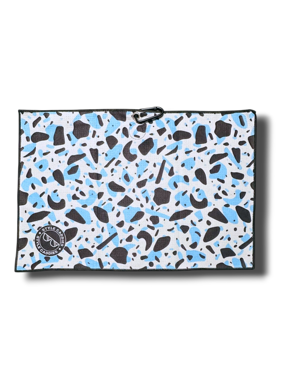 Bedrock magnetic golf towel hanging on golf bag