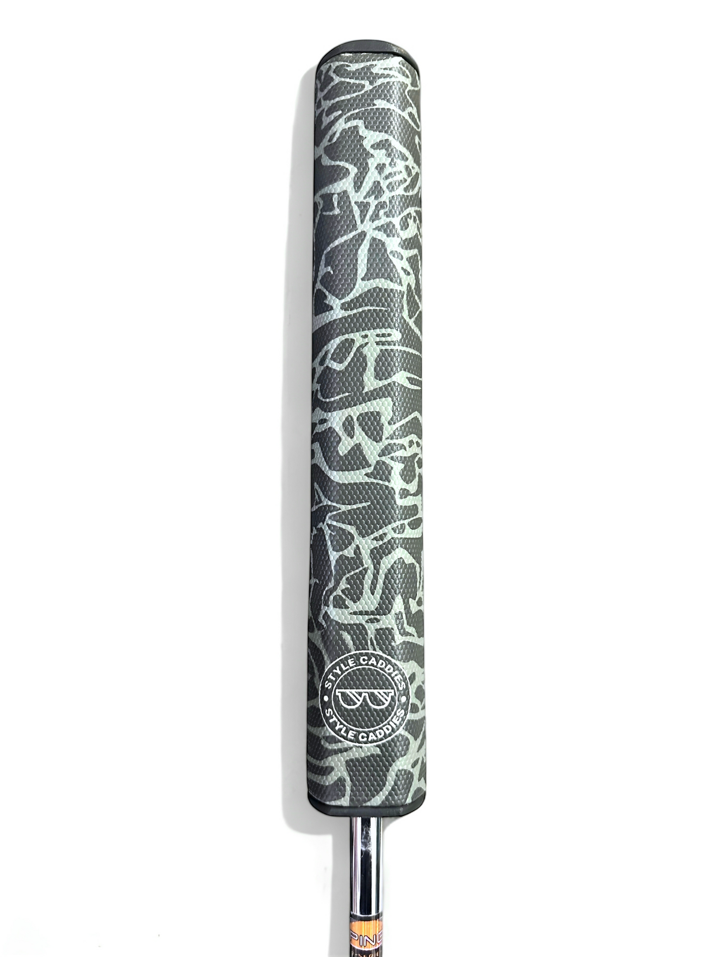 Black grey-green cement jumbo putter grip side view