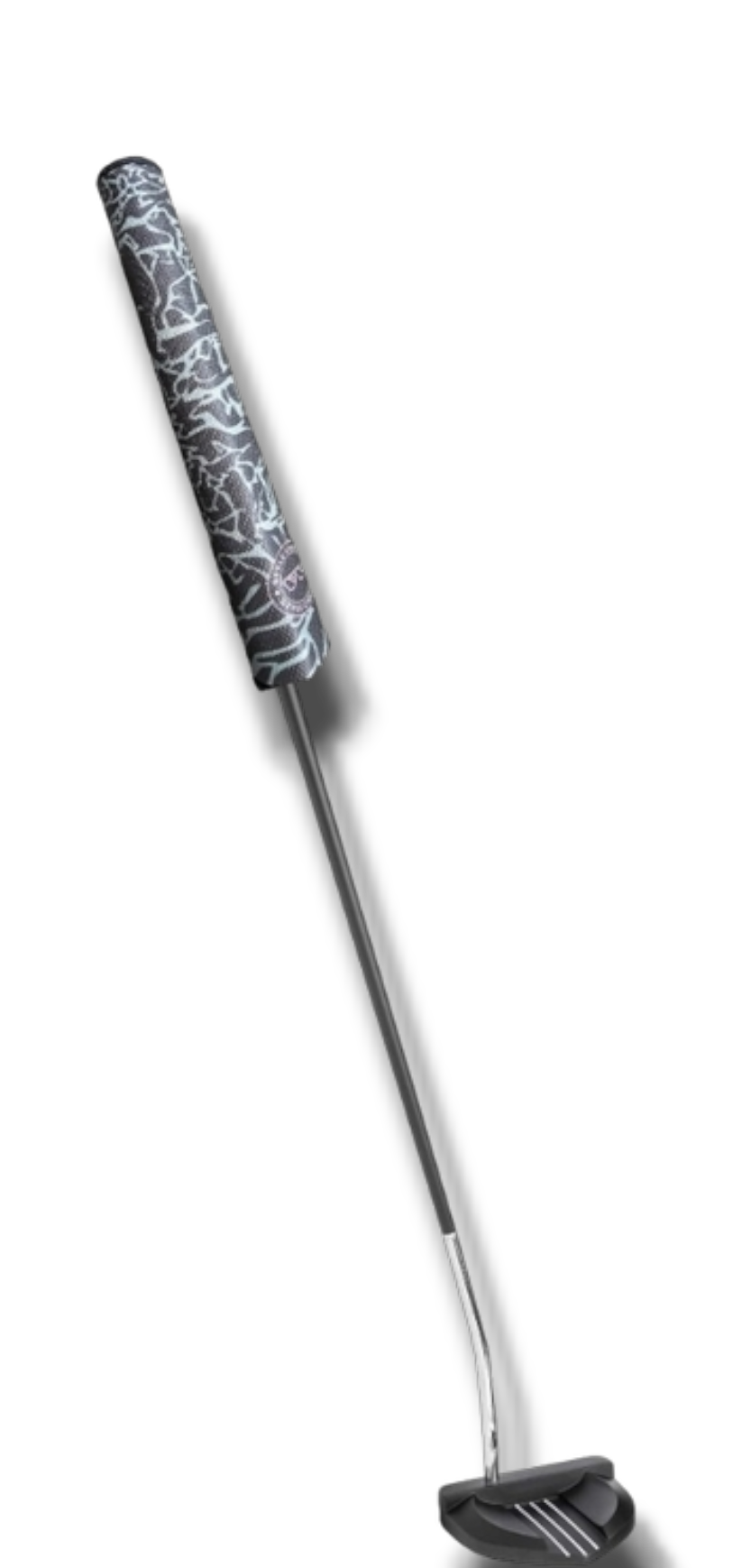 Black grey-green cement midsize putter grip on putter installed