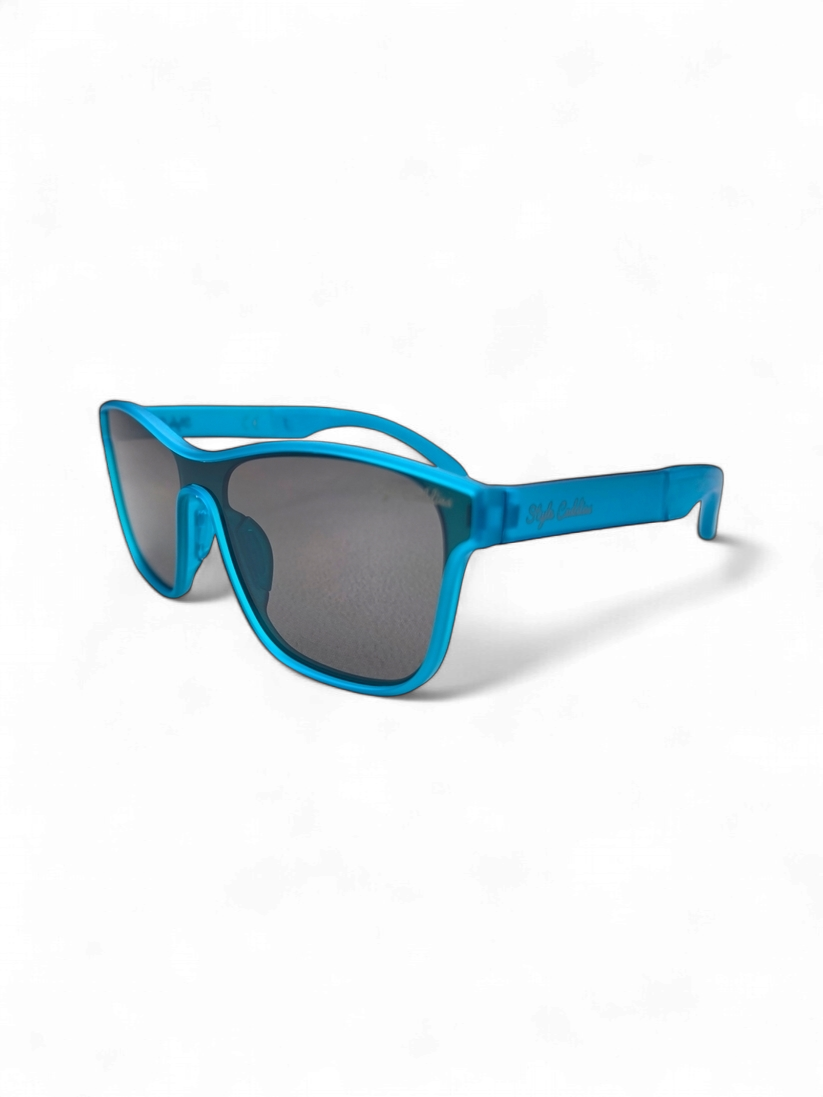Blue Tude golf sunglasses side angle view