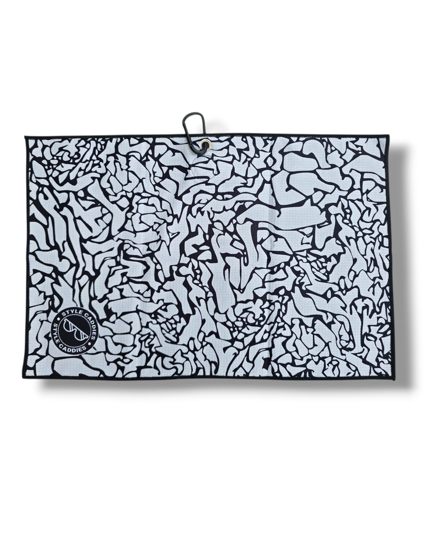 Cement magnetic golf towel flat lay front side