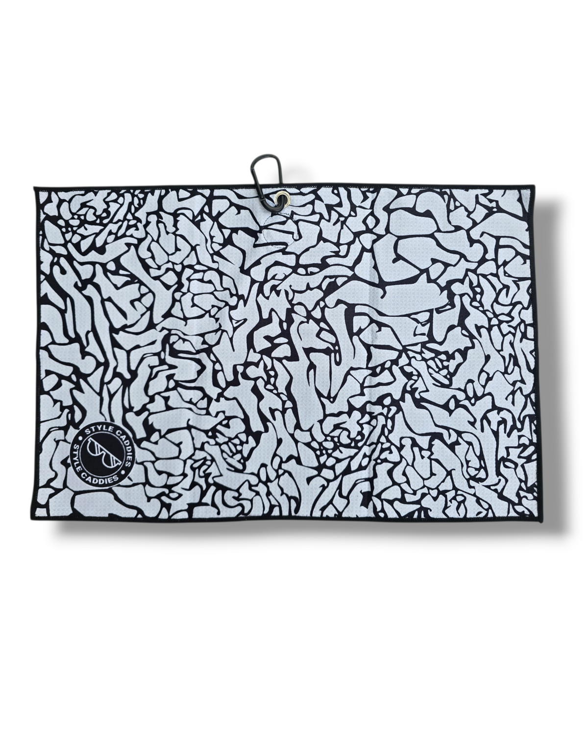 Cement magnetic golf towel flat lay front side