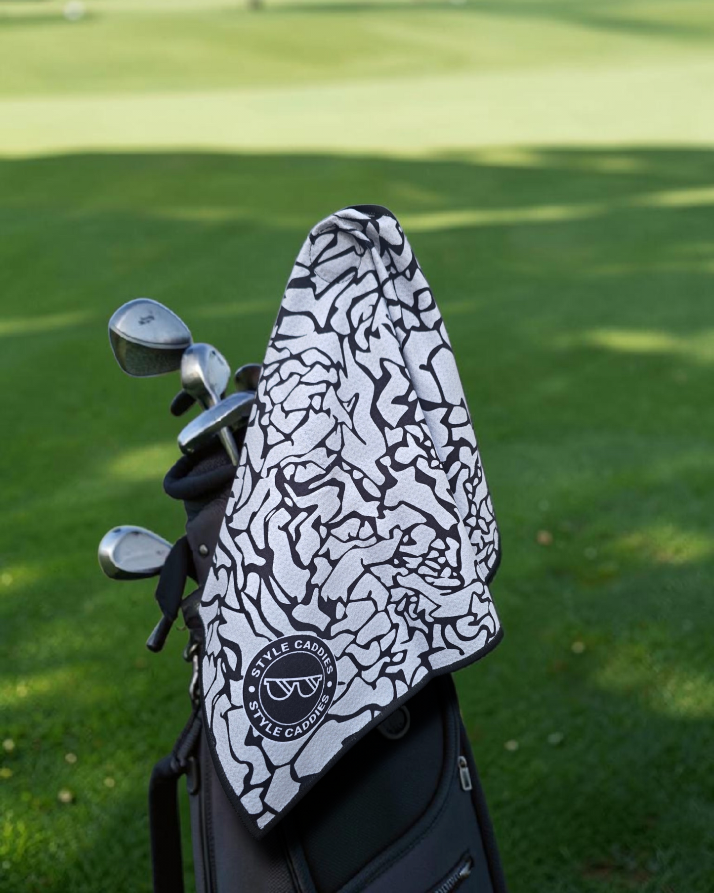 Style Caddies cement golf towel lifestyle shot