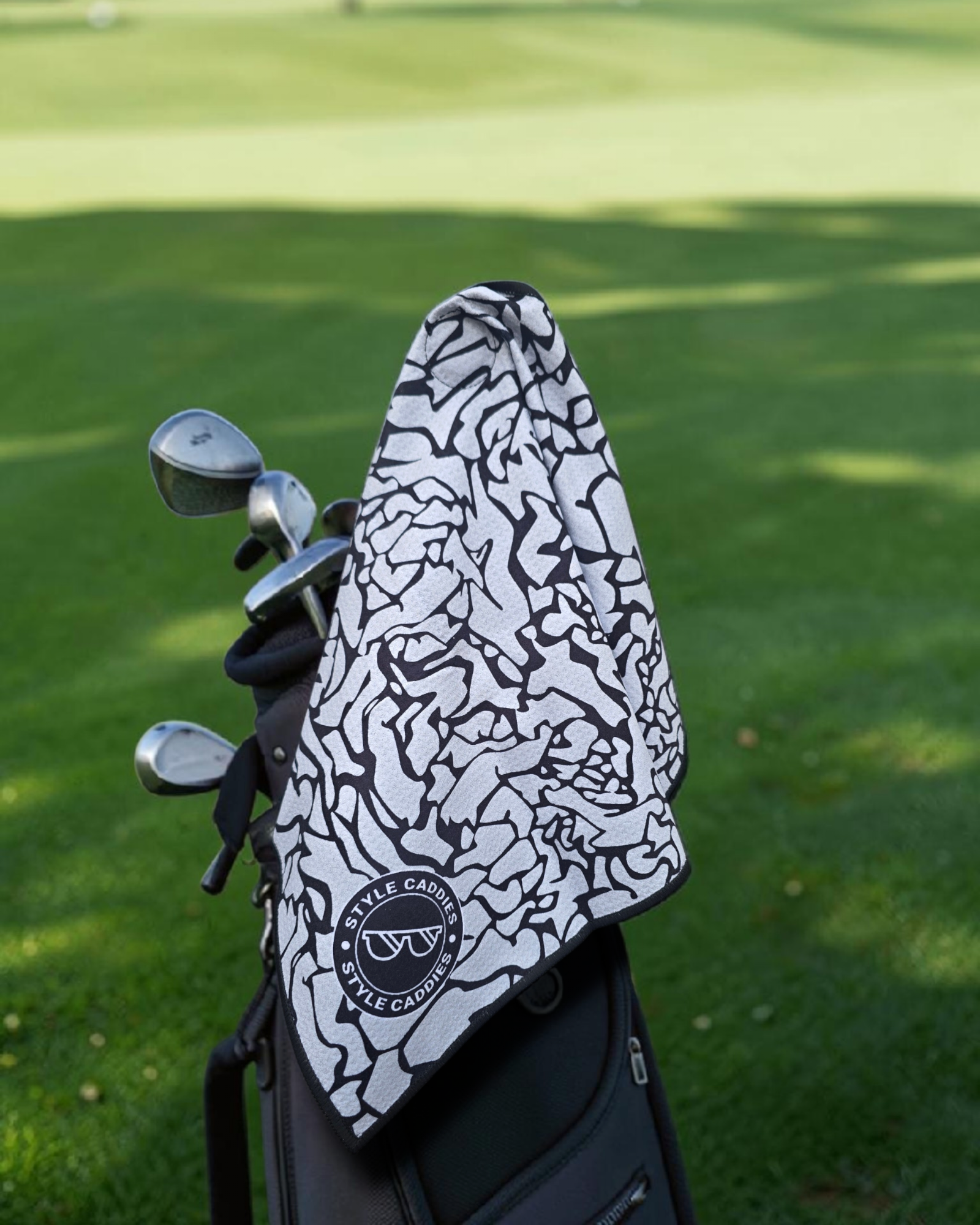 Style Caddies cement golf towel lifestyle shot