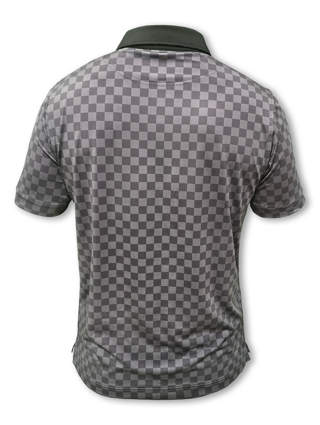 Checkered golf polo shirt side view