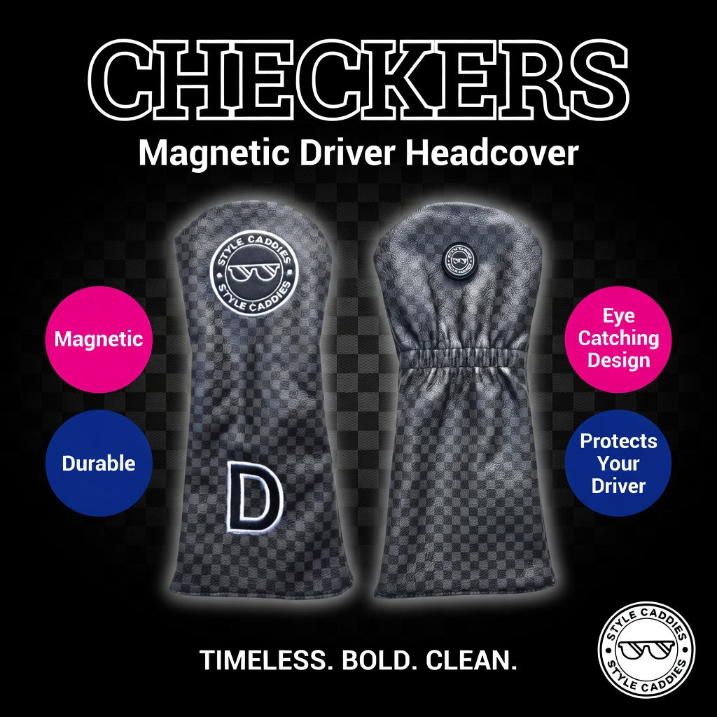 Checkers driver headcover lifestyle shot on course