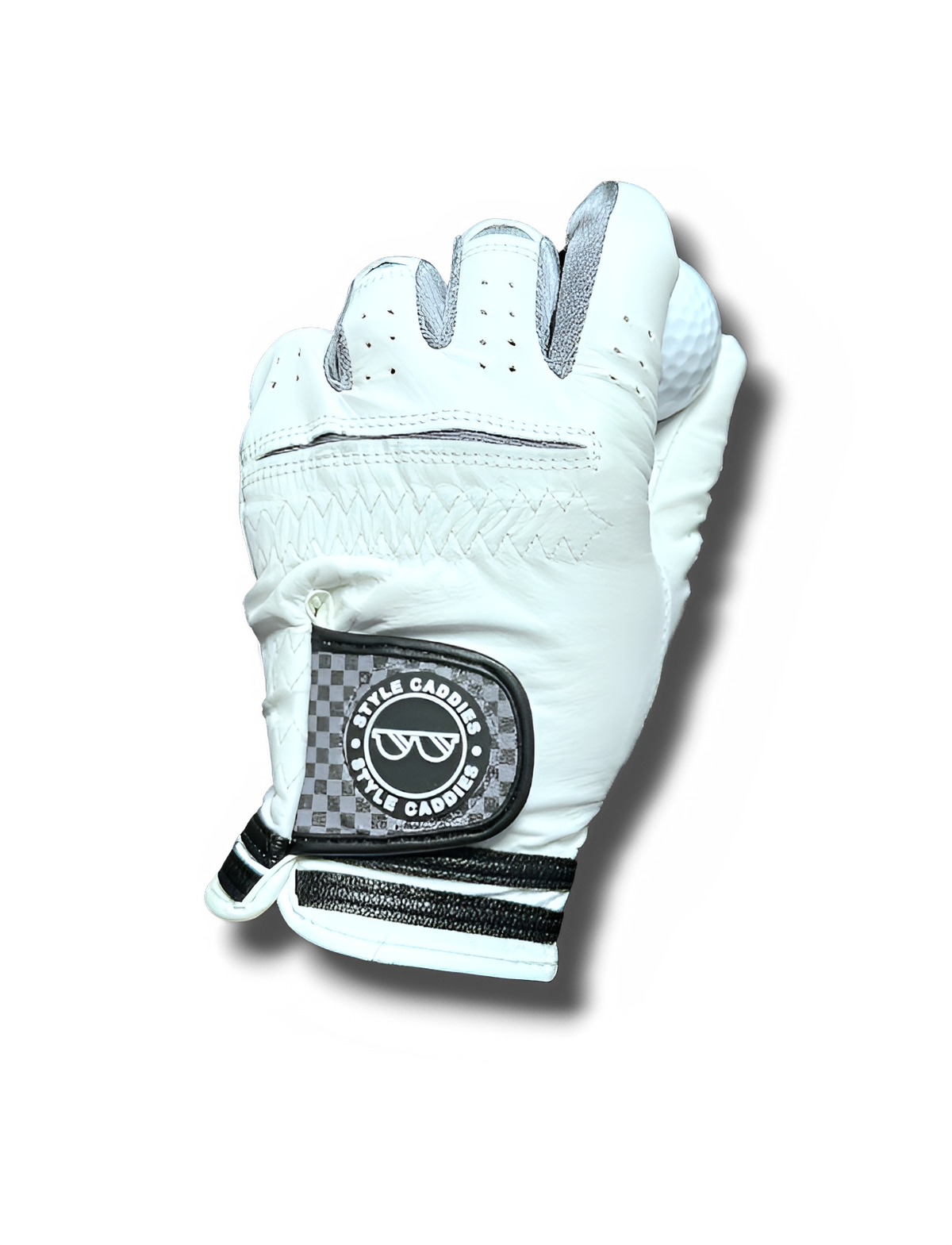 Checkers leather golf glove back view