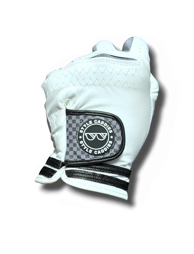 Checkers leather golf glove side view