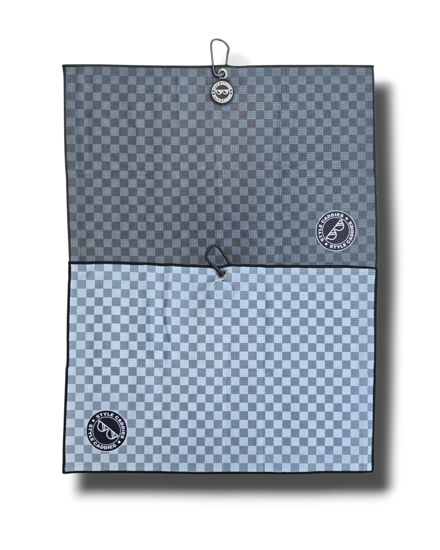 Checkers magnetic golf towel reversible front view