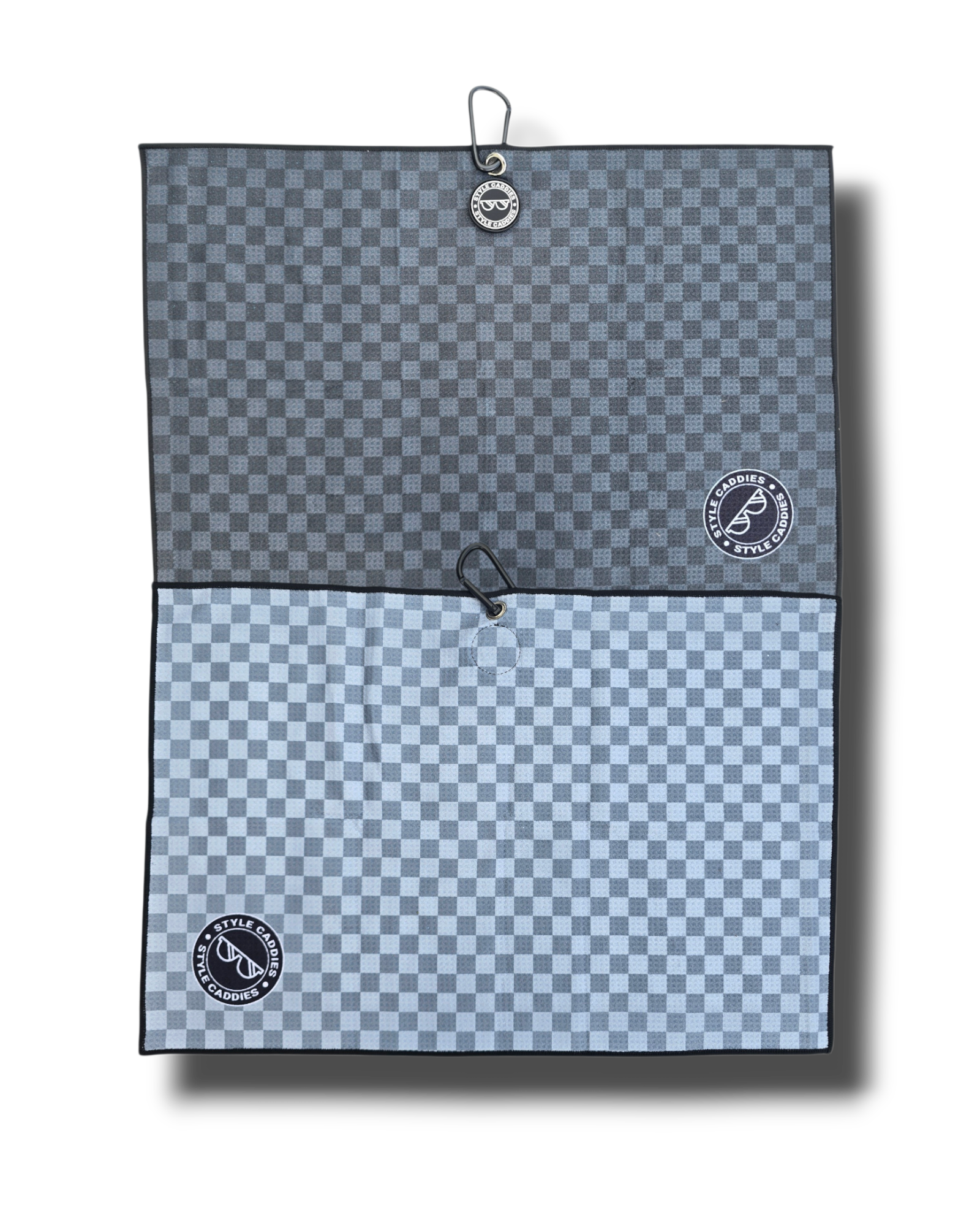 Checkers magnetic golf towel reversible front view