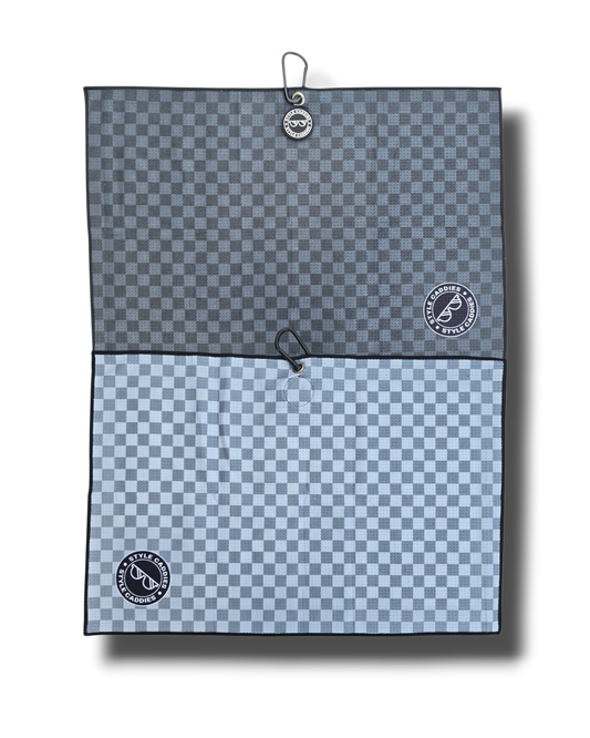 Checkers magnetic golf towel reversible front view