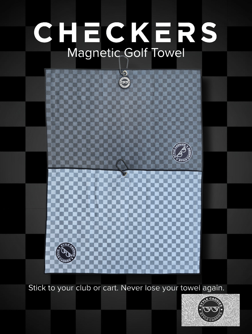 Style Caddies checkers golf towel lifestyle shot