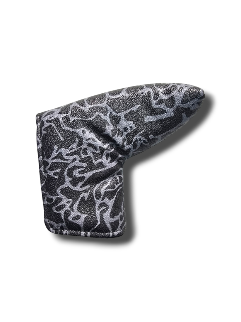 Dark cement blade putter cover side view