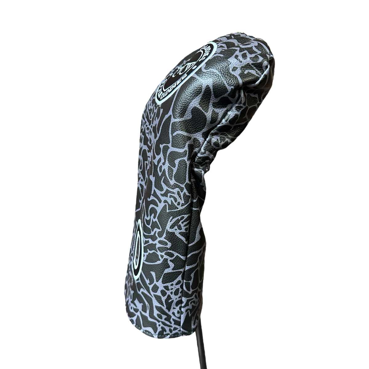 Dark cement driver golf club cover angle view