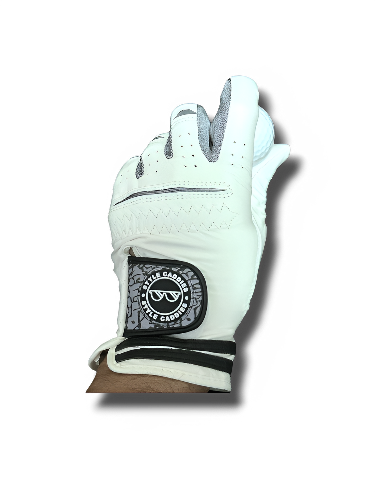 Elephant leather golf glove close up detail