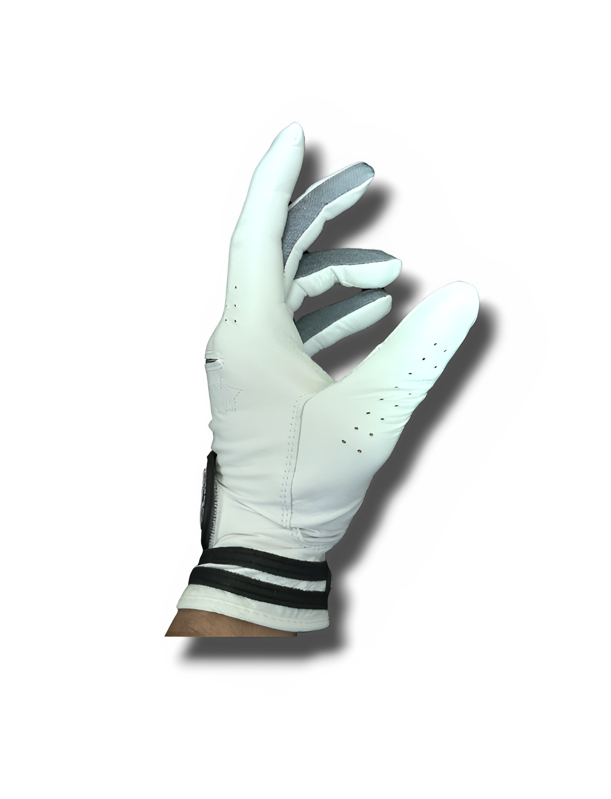 Elephant leather golf glove worn on hand