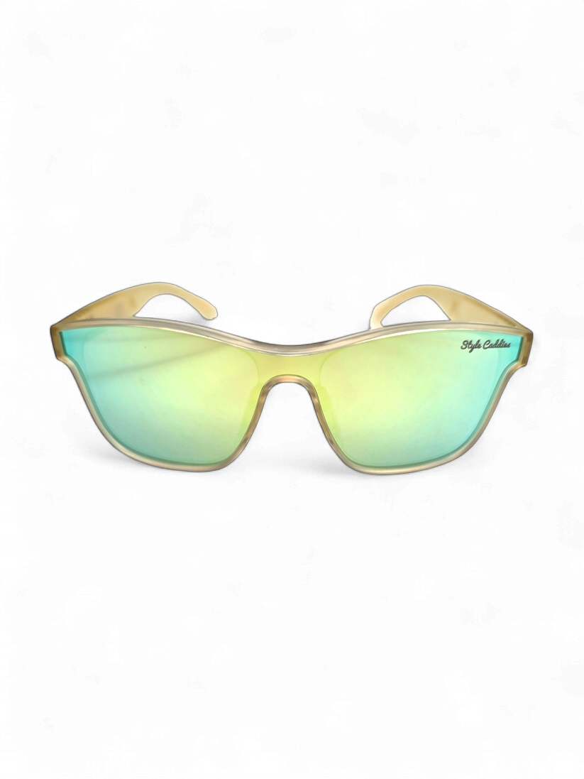 Gold golf sunglasses transparent frame detail