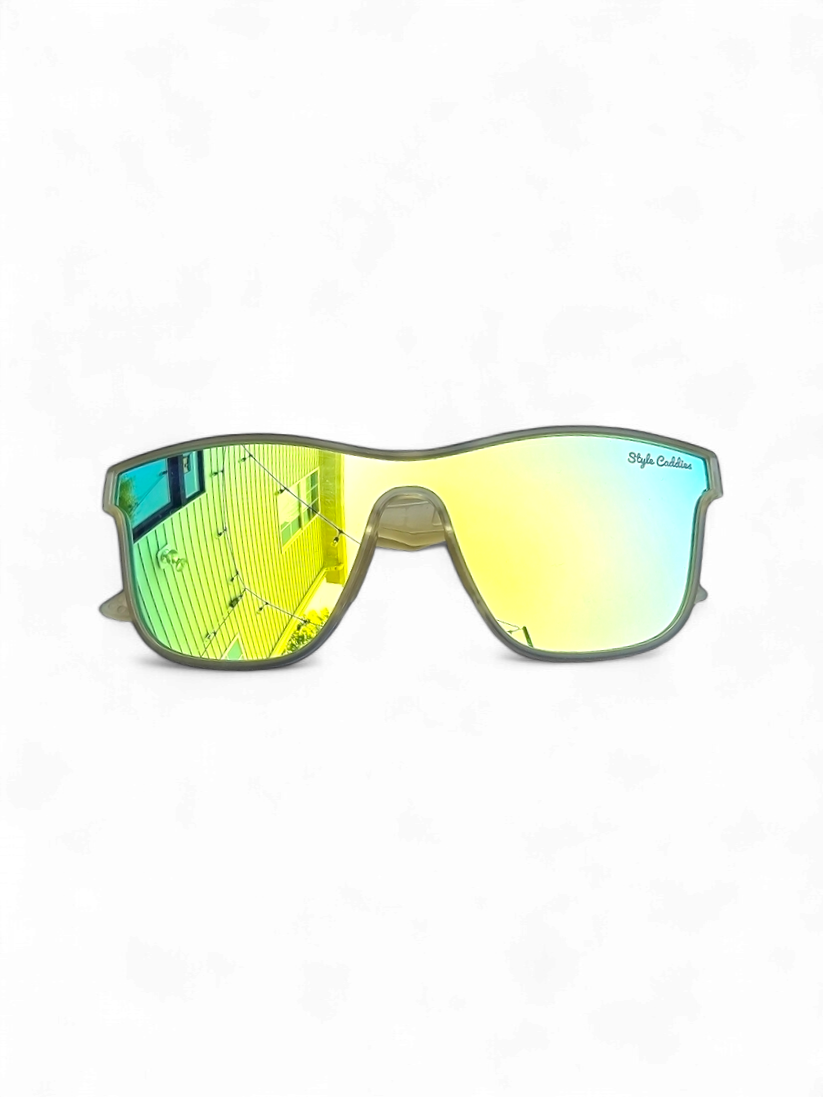 Gold lens golf sunglasses front view