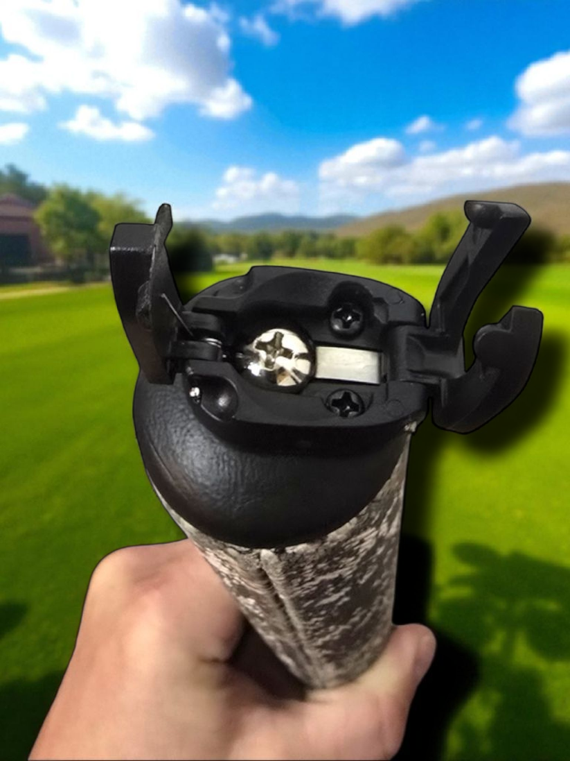 Golf ball grabber clip close up detail