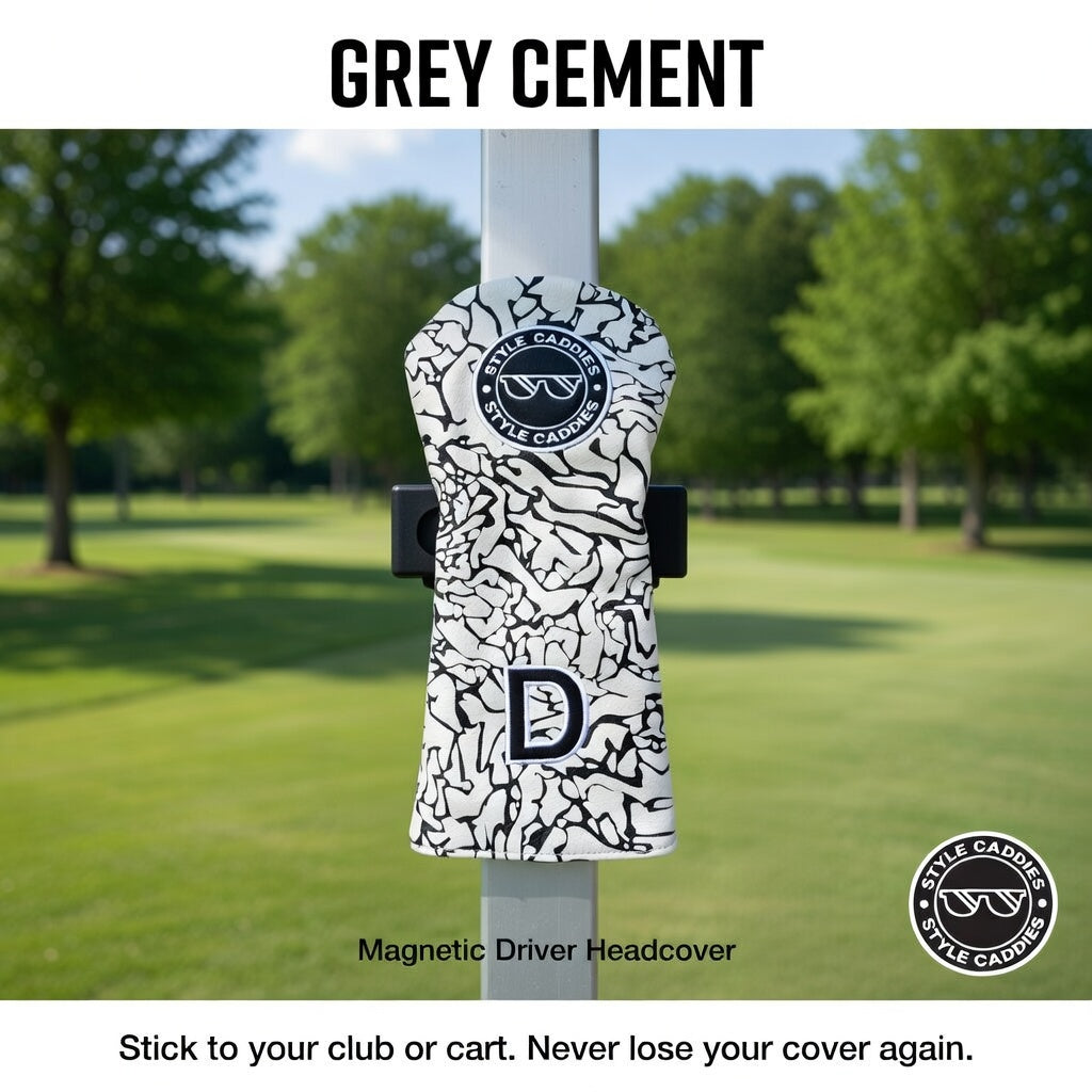 Grey cement driver headcover lifestyle shot