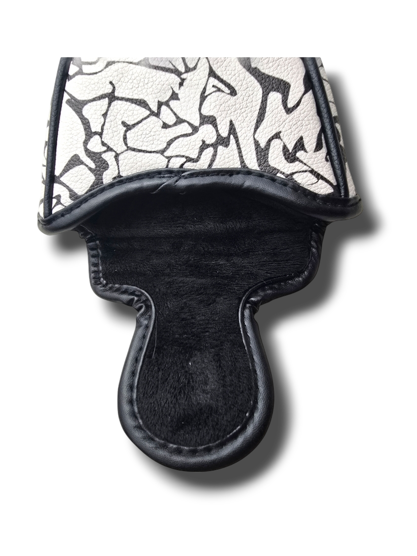 Grey cement half-mallet magnetic putter cover detail