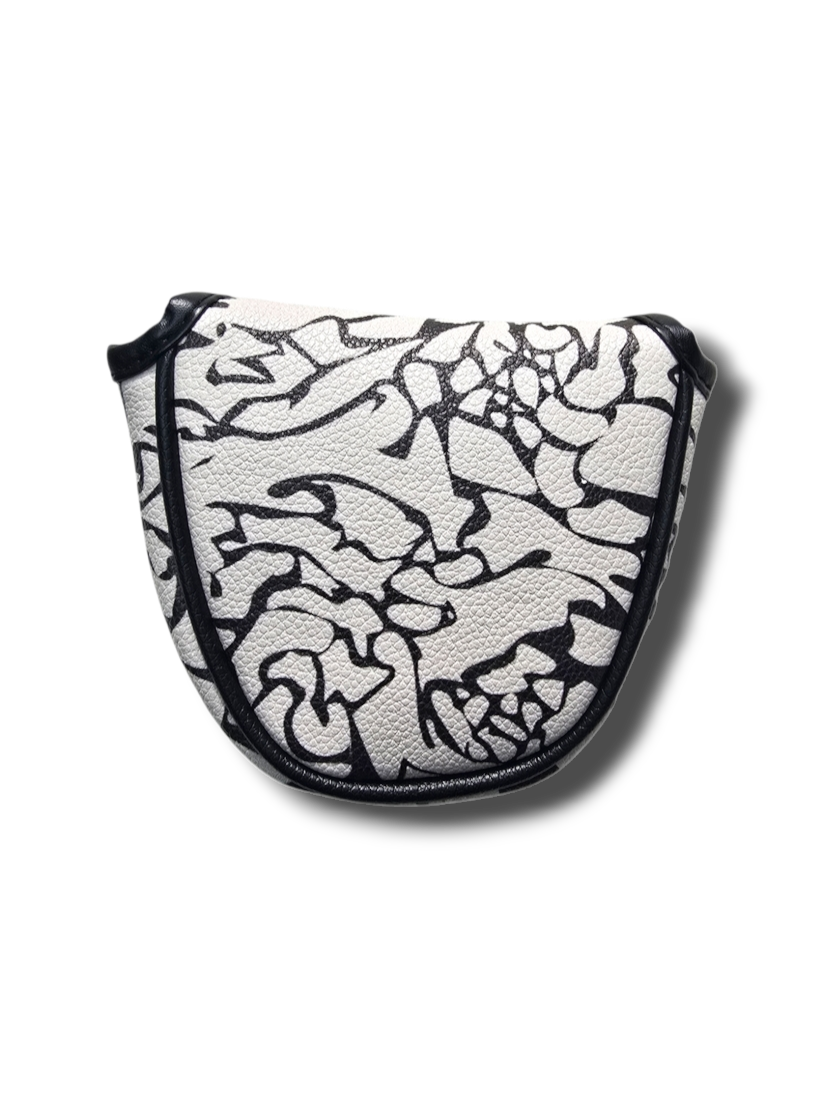 Grey cement half-mallet putter cover side view