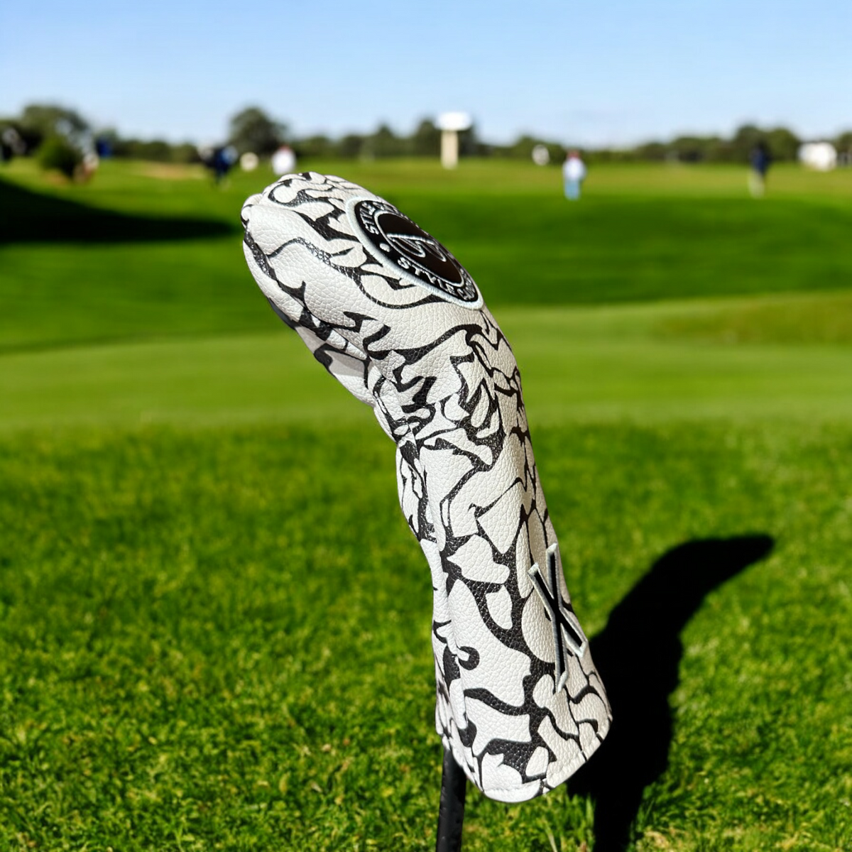 Grey cement magnetic hybrid headcover angle view
