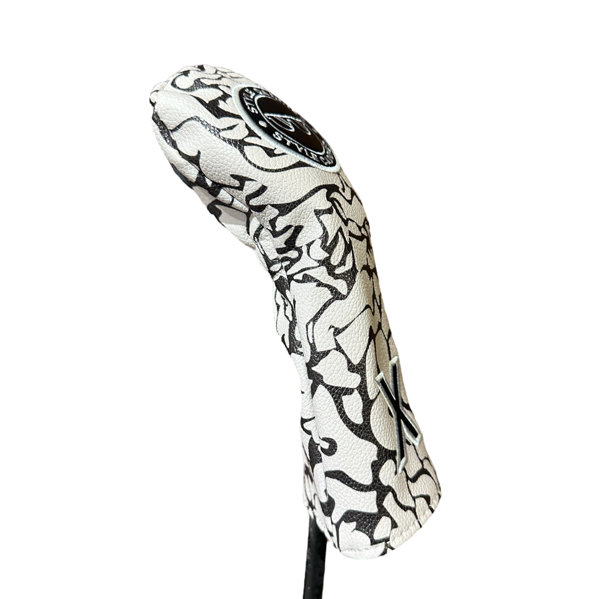 Grey cement hybrid golf club cover on bag
