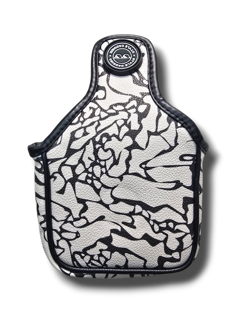 Grey cement mallet magnetic putter cover detail